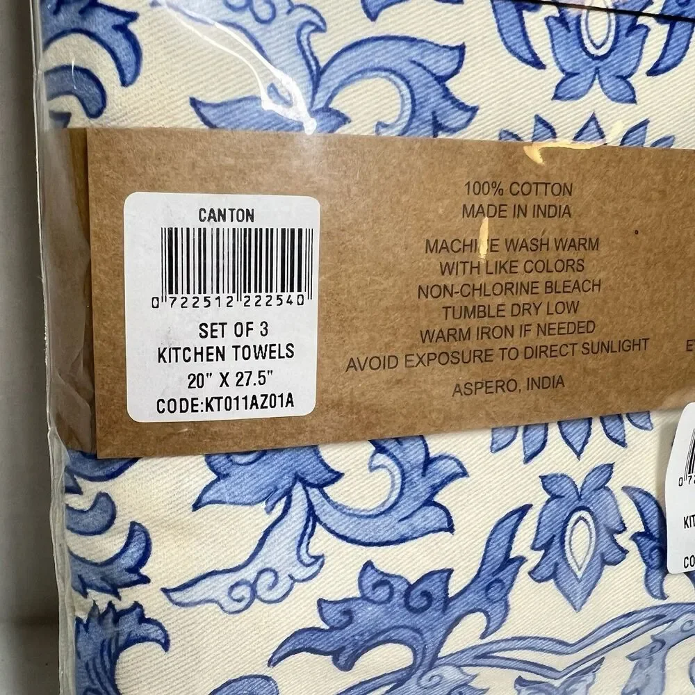 3 Maison d' Hermine Kitchen Towels Cotton 27.50